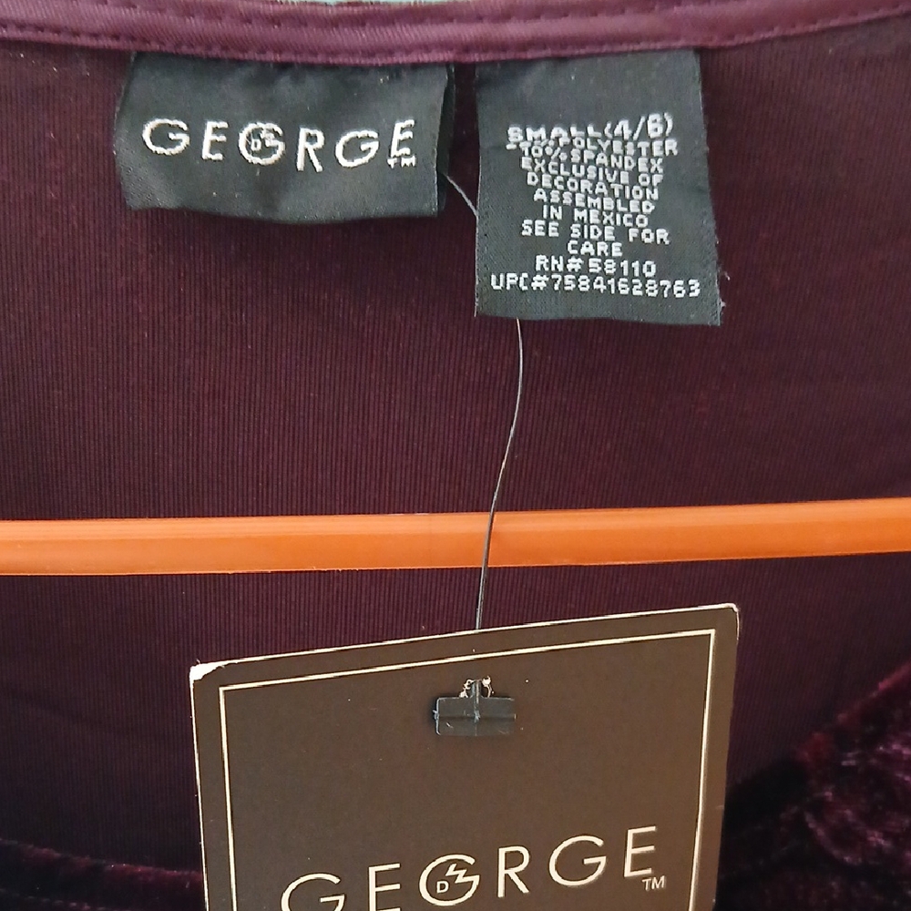 George Deep Red Velvet Open Front Top - Picture 5 of 7